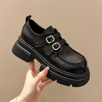 2023 Lolita boty nové Robustní Mokasíny Ženy boty na platformě Japonské JK jednotné kožené boty vysoké dívky ležérní boty
