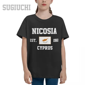 Unisex Mládež Chlapec/Dívka Kypr EST.1960 Nikósie Kapitál T-shirt Děti tričko tee 100% Bavlna T Košile o-neck krátký rukáv Děti