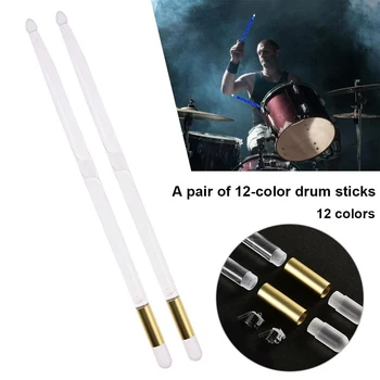 5A Akrylové Světelný Drum Stick Jasné LED Světlo Jazz Paličky Paličky v Temné Fázi 13Colors Změnit Zdarma