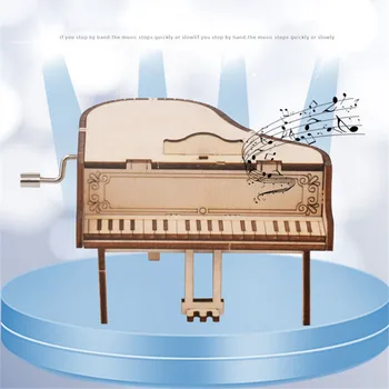 Dřevěné DIY Ruční Zalomený Piano Music Box, Děti Ložnice Domácí Dekoraci Model Sestavy Stavebnice, Puzzle, Hračky pro Holky