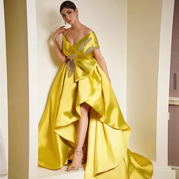 Duricve Luxusní Zlaté Korálky Off Rameno Dlouhé Večerní Šaty Pro Ženy Elegantní 2023 Svatbu Narozeniny Párty Formální Šaty