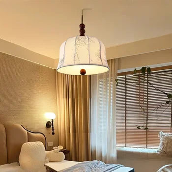 Francouzské tkaniny retro lustr, ložnice lampa, Americké teplé Nanyang styl dřevo lampa, jídelna, pracovna high-end svítilen