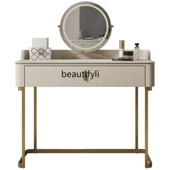 Světlo Luxusní Kamenné Desky toaletní Stolek Malý 60 Ložnice Prádelník, psací Stůl Make-up Tabulka Integrované Kosmetické Zrcátko nábytek