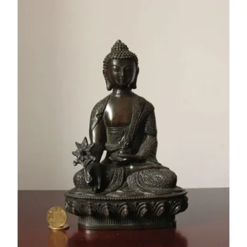 Starožitný Tibetského Buddhismu Bronz Medicíny Bhagavan Bhaisajya Socha Buddhy